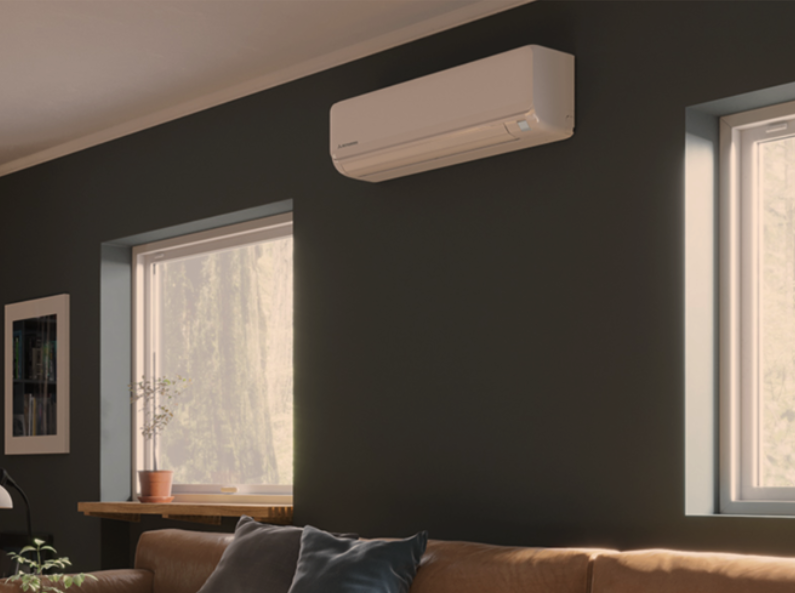 Mitsubishi Heavy Industries split system installed in a Perth living room